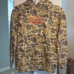 Vans Youth Green Camo Hoodie with Orange Logo NWT